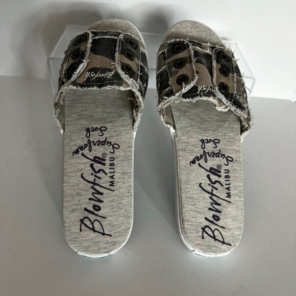 Blowfish Malibu Superfoam Soak Camo Canvas Green Tan Size 7.5 Slides Slip-on - Picture 4 of 9
